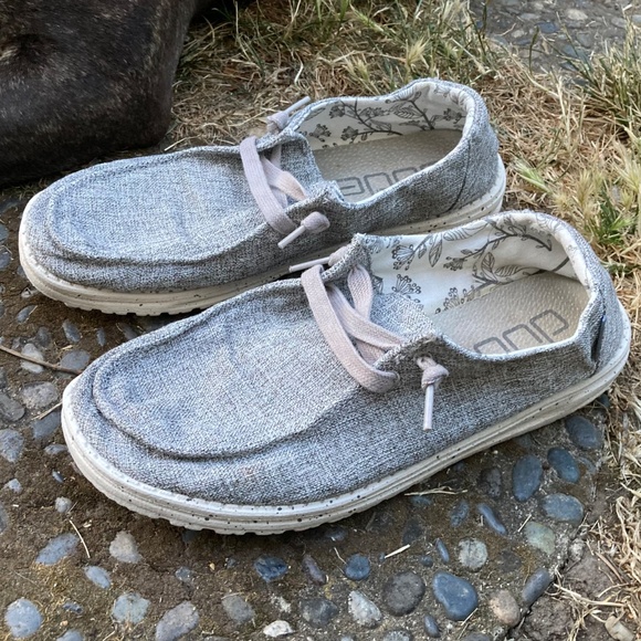 HEY DUDE Wendy Linen (Iron) Grey Womens Shoes- Size 10 - Picture 1 of 10